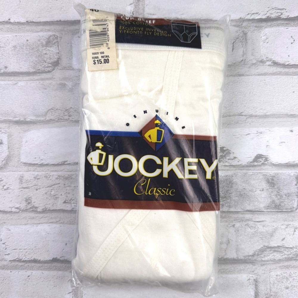 Vtg NIP 1997 Jockey Classic 3Pack 100% Cotton White Briefs Y Front Fly 9007CR 40